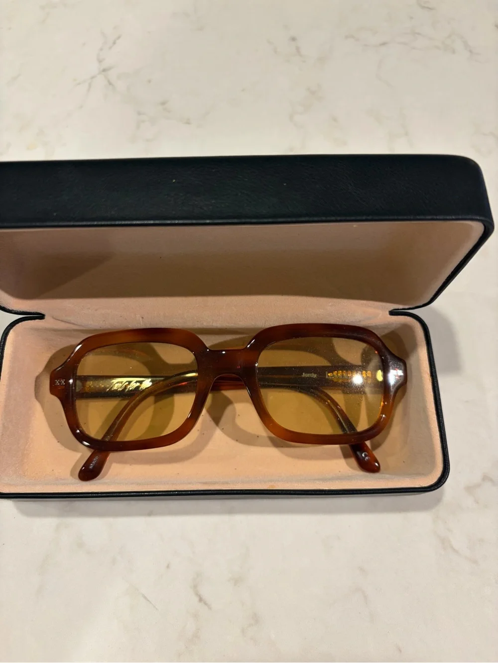 Lexxola Jordy Square Retro Sunglasses - Brown Frame, Amber Lenses